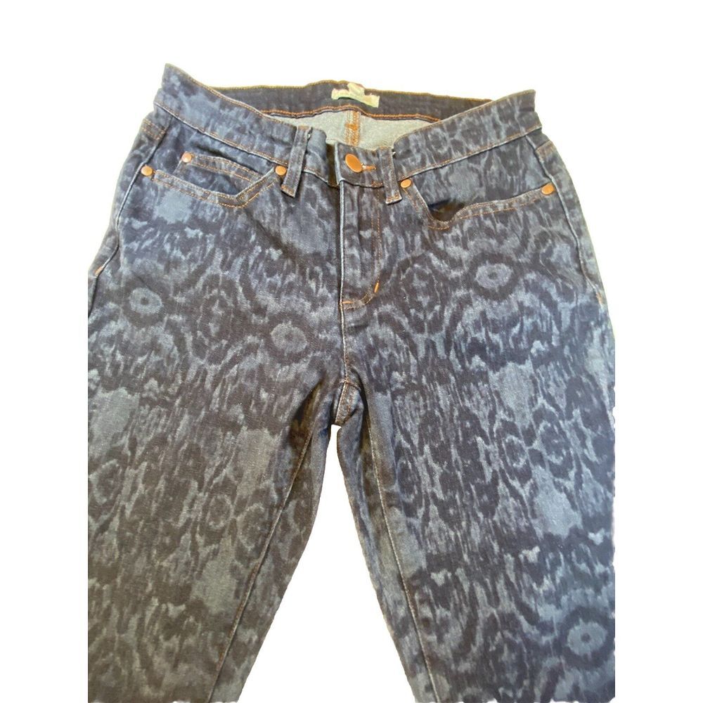 Eileen Fisher Blue Patterned Skinny Jeans